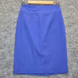 J Crew No 2 Pencil Skirt Womens 0 Blue Cotton Blend Stretch Lined Work Career